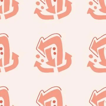 Abstract geometric pattern with arrows symbol in coral tones. Simple backdrop Stock Illustration