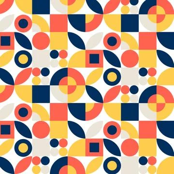Abstract Geometric Pattern Artwork. Retro colors and white background. Stock Illustration