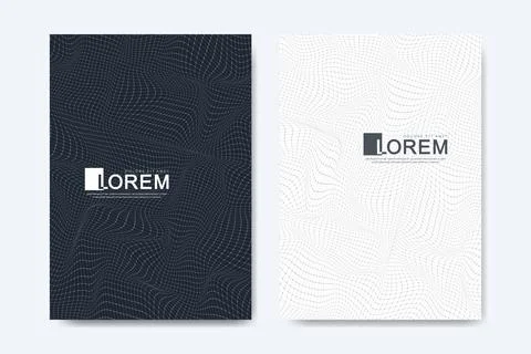 Abstract geometric pattern background with lines halftone dots cover page Stock Illustration