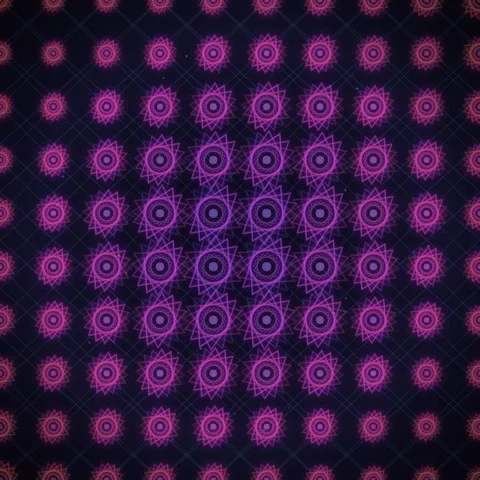 Abstract Geometric Pattern Background with Neon Purple and Blue Glowing Orn.. Stock Footage 346283682