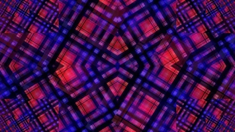 Abstract Geometric Pattern Background - Red Blue Plaid Kaleidoscope Effect Stock Footage 332494202