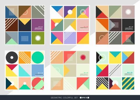 Abstract of geometric pattern background set in square shape. 스톡 일러스트