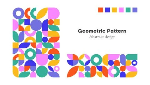 Abstract geometric pattern background. Simple circle square shapes, modern イラスト素材