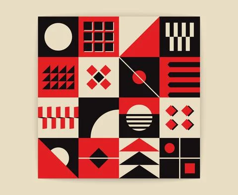 Abstract geometric pattern Bauhaus geometry form primitive bold shapes, simple Stock Illustration