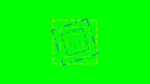 Abstract geometric pattern with blue and yellow dashed square lines on green Stock Footage 340263359