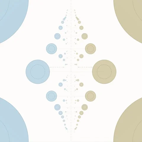 Abstract geometric pattern of blue and beige circles in a vertical line, mi.. Stock Footage 347810518