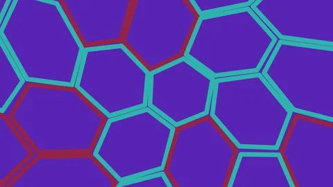 Abstract geometric pattern with blue and red hexagons 스톡 일러스트