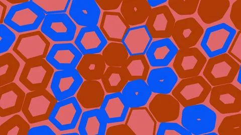 Abstract geometric pattern with blue and red hexagons Illustrazione stock