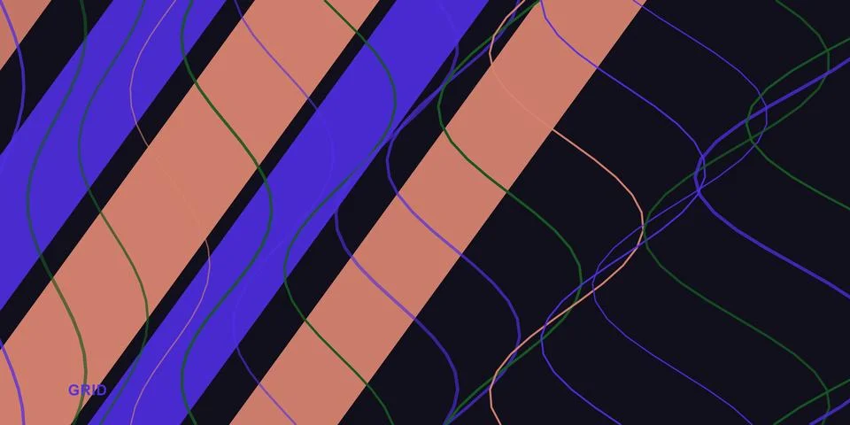 Abstract geometric pattern with blue and orange diagonal stripes 스톡 일러스트