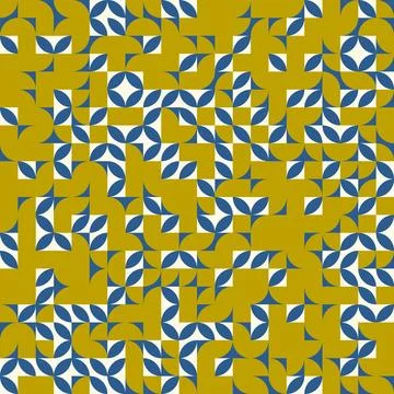 Abstract geometric pattern with blue and yellow tile shapes for background .. Stock Illustration