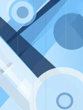 Abstract geometric pattern with blue and white circles and diagonal bands, .. Illustrazione stock