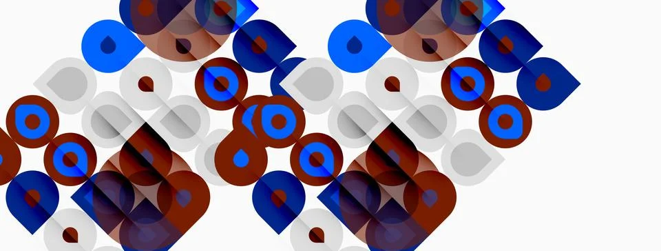 Abstract geometric pattern. Blue, brown, gray shapes overlap creating repeati Stock Illustration
