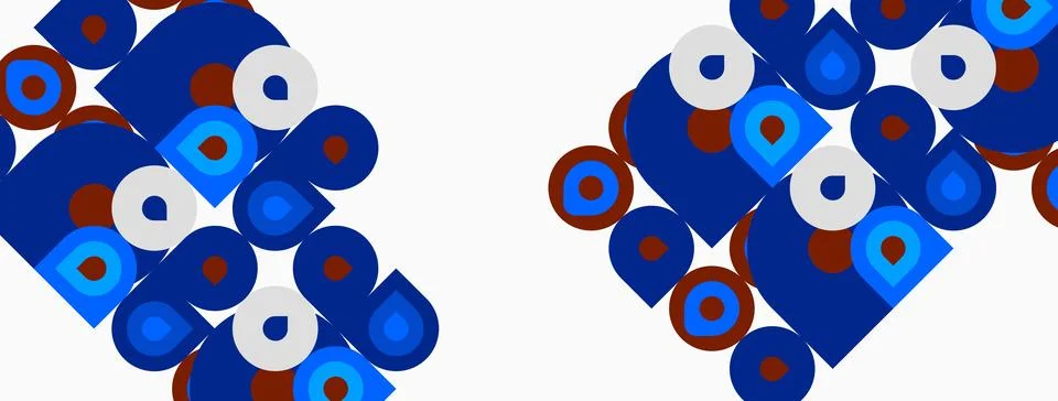 Abstract geometric pattern. Blue, brown shapes repeat, creating modern design Stock Illustration
