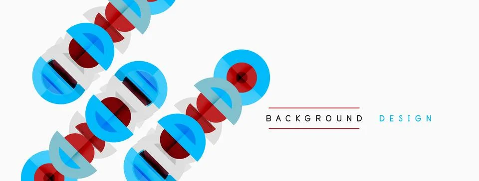 Abstract geometric pattern. Blue circles overlap white space creating dynamic Stock Illustration