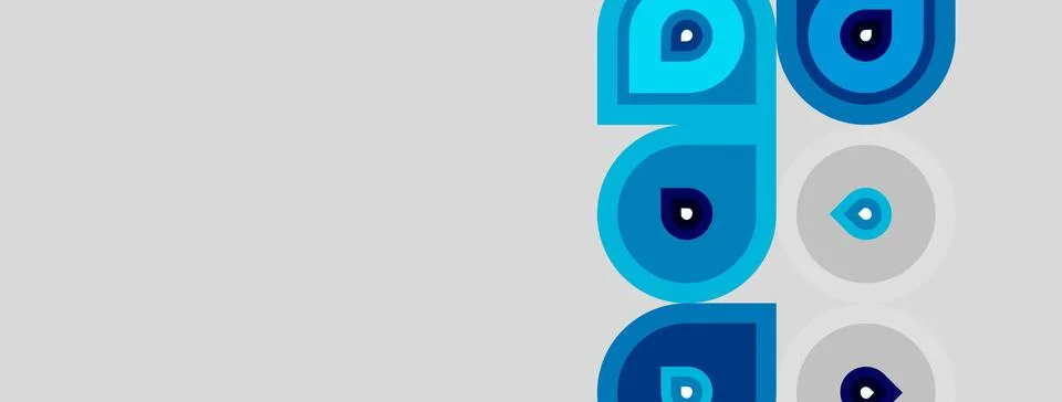 Abstract geometric pattern. Blue circles, squares create modern design. Light Stock Illustration
