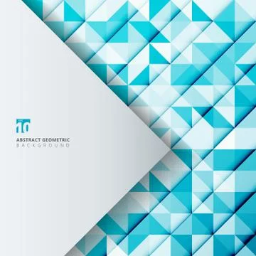 Abstract geometric pattern blue color triangles with white triangle tab for c Stock Illustration