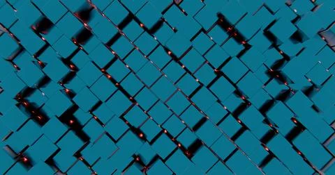 Abstract Geometric Pattern with Blue Cubes and Red Highlights Stock Illustration