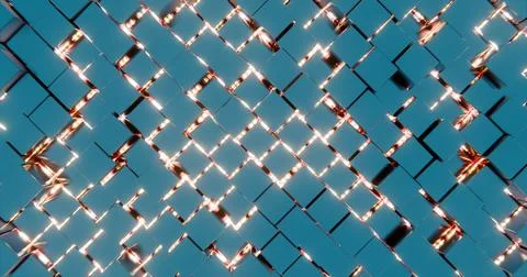 Abstract Geometric Pattern with Blue Cubes and Red Highlights Stock Illustration