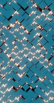 Abstract Geometric Pattern with Blue Cubes and Red Highlights Stock Illustration