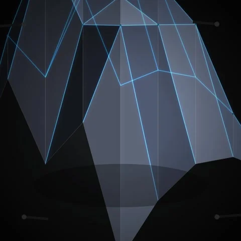 Abstract Geometric Pattern of Blue Diamonds on Dark Background with Reflectio Stock Footage 347266004
