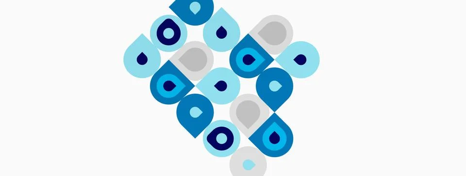 Abstract geometric pattern. Blue, gray circles overlap creating triangular .. Stock Illustration