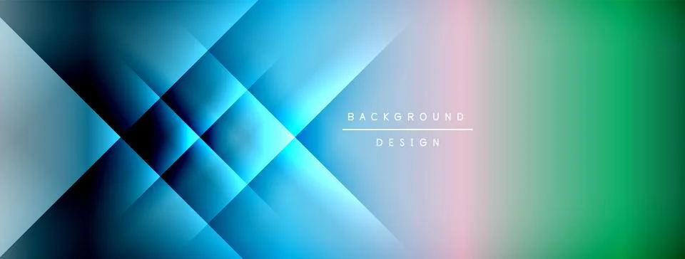 Abstract geometric pattern. Blue, green gradients create dynamic visual effect. Stock Illustration