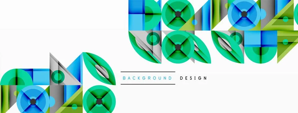 Abstract geometric pattern. Blue, green shades create modern design. Overlapping Illustrazione stock
