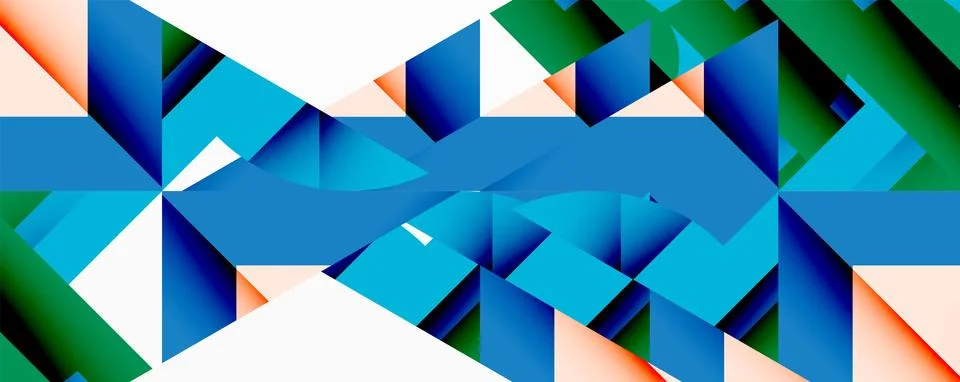 Abstract geometric pattern. Blue, green, peach hues create symmetrical design. Stock Illustration