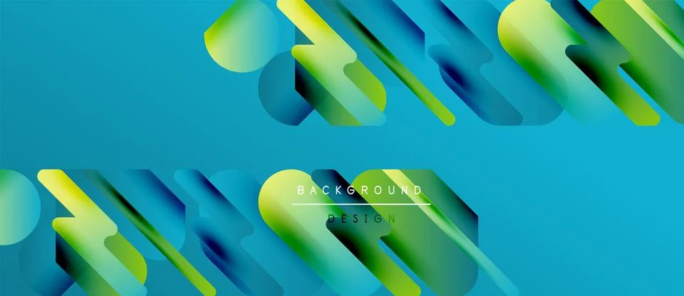 Abstract geometric pattern. Blue, green gradients create dynamic visual flow. Stock Illustration
