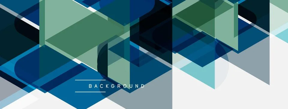 Abstract geometric pattern. Blue, green hues overlap creating modern design. Stock Illustration