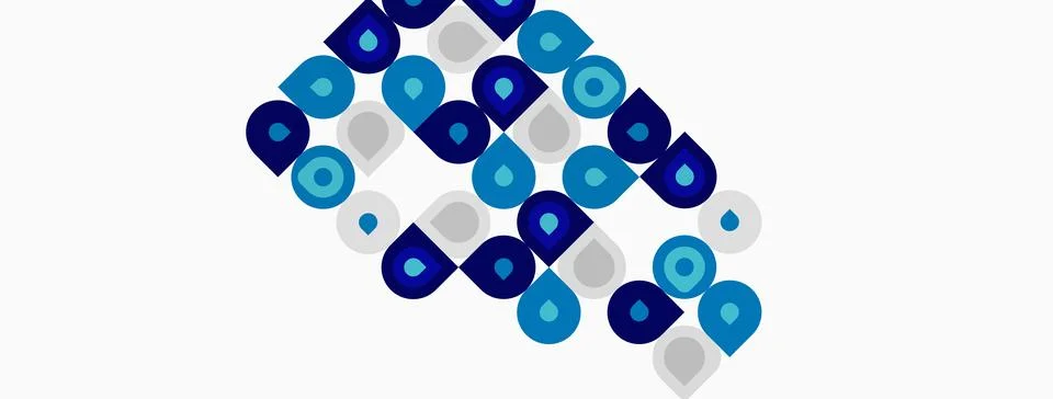 Abstract geometric pattern. Blue, light blue circles, squares repeat diagonal Stock Illustration