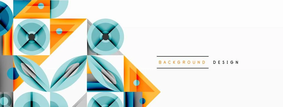 Abstract geometric pattern. Blue, orange hues create modern design. Overlapping 스톡 일러스트