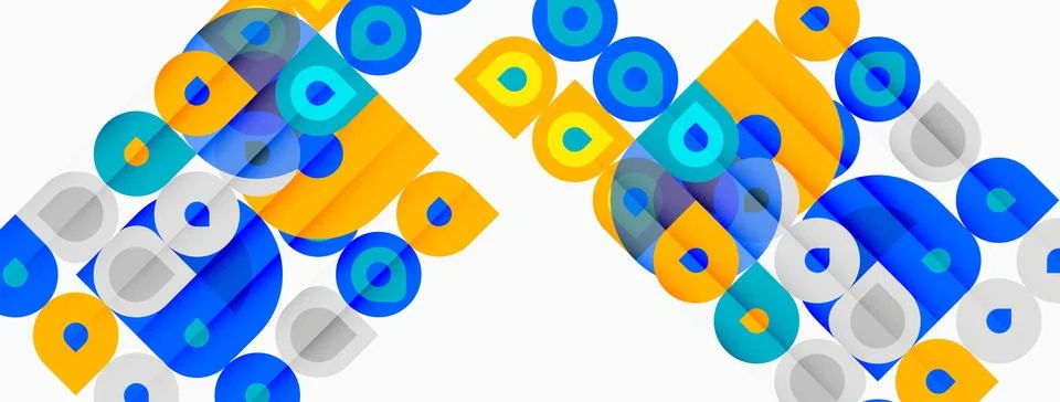 Abstract geometric pattern. Blue, orange shapes overlap creating dynamic visu 스톡 일러스트