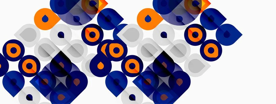Abstract geometric pattern. Blue, orange, gray shapes repeat creating texture 스톡 일러스트