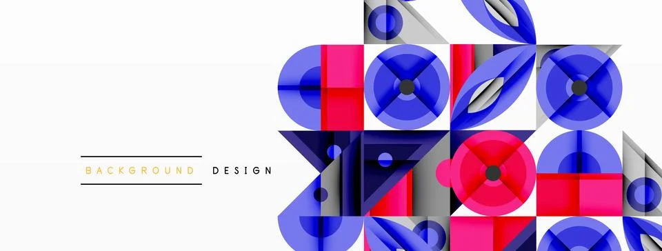 Abstract geometric pattern. Blue, pink, purple squares overlap creating modern Stock Illustration