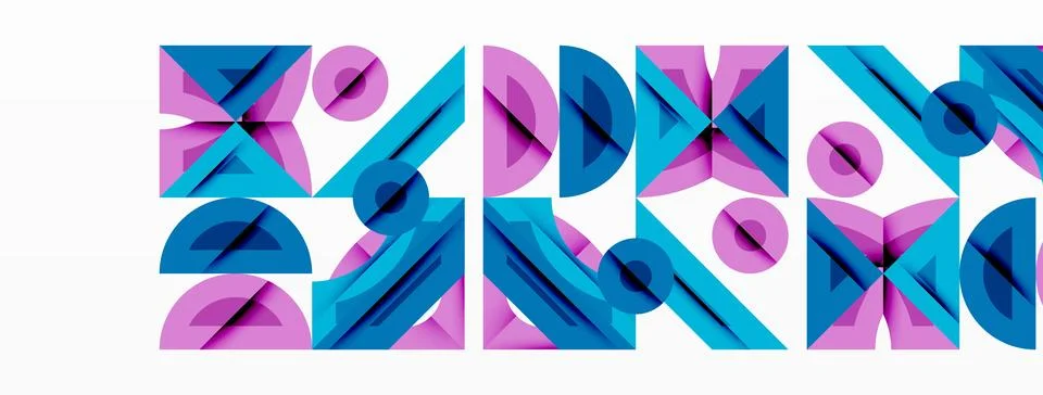 Abstract geometric pattern. Blue, purple shapes overlap creating dynamic イラスト素材