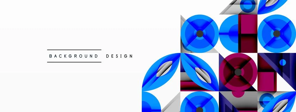 Abstract geometric pattern. Blue, purple squares create dynamic visual effect. Stock Illustration