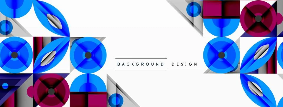 Abstract geometric pattern. Blue, purple, gray shapes overlap creating dynamic 库存插图