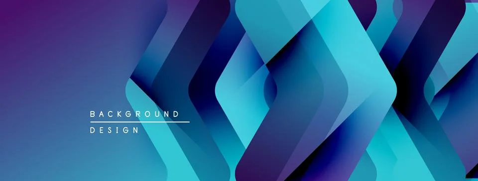 Abstract geometric pattern. Blue, purple gradients create dynamic layers. M.. Stock Illustration