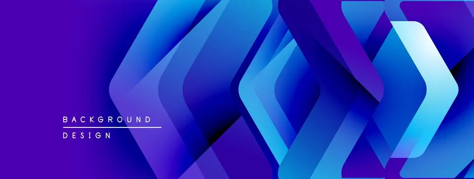 Abstract geometric pattern. Blue, purple gradients create layered shapes. Modern Illustrazione stock