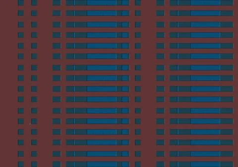 Abstract Geometric Pattern With Blue Rectangular Panels Behind Brown Grid A.. Stock Illustration