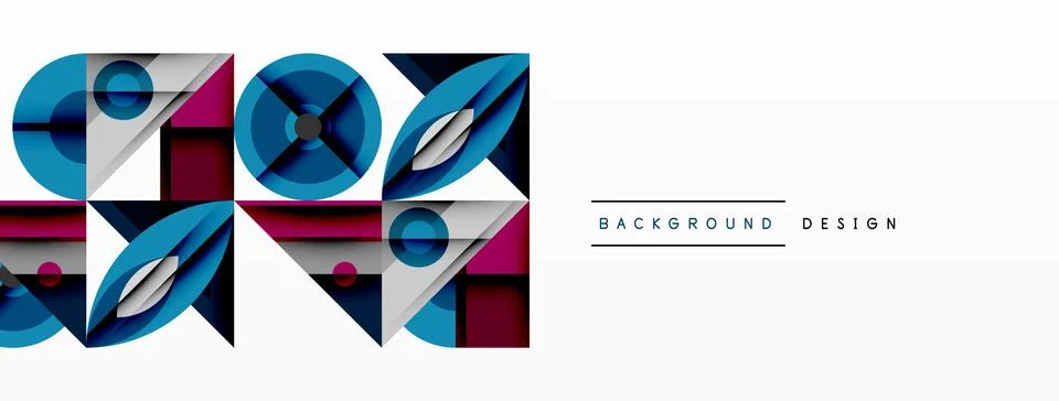 Abstract geometric pattern. Blue, red, white shapes create modern design. Stock Illustration