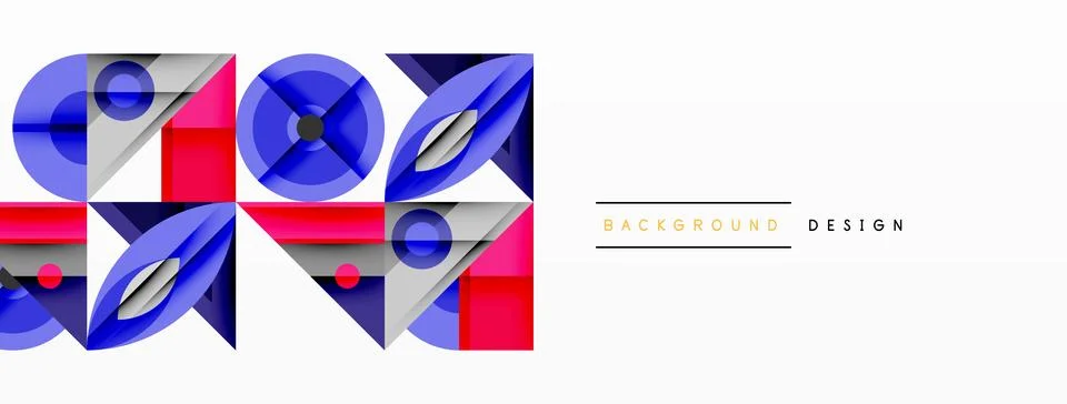 Abstract geometric pattern. Blue, red, gray shapes overlap creating dynamic Stock Illustration