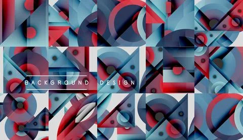 Abstract geometric pattern. Blue, red gradients create dynamic visual texture. Stock-Illustration