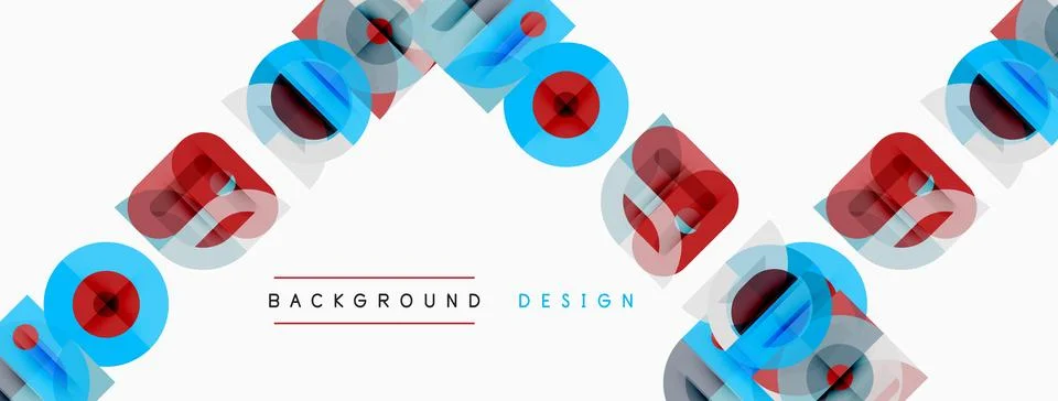Abstract geometric pattern. Blue, red shapes repeat across white space. Moder Stockillustratie