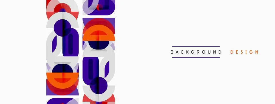 Abstract geometric pattern. Blue, red shapes repeat vertically on white Stock Illustration