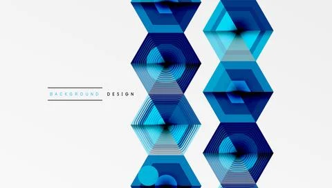 Abstract geometric pattern. Blue shades create layered hexagon shapes, modern Illustrazione stock