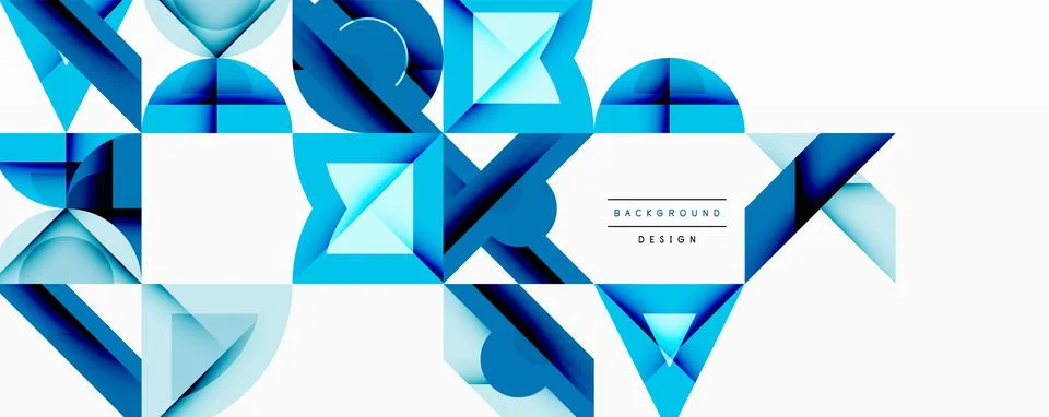 Abstract geometric pattern. Blue shapes overlap, creating dynamic composition. Illustrazione stock