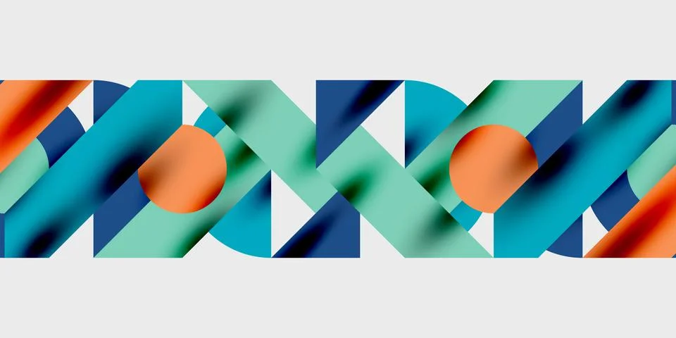 Abstract geometric pattern. Blue, teal, orange shapes intersect. Minimalist Stockillustratie