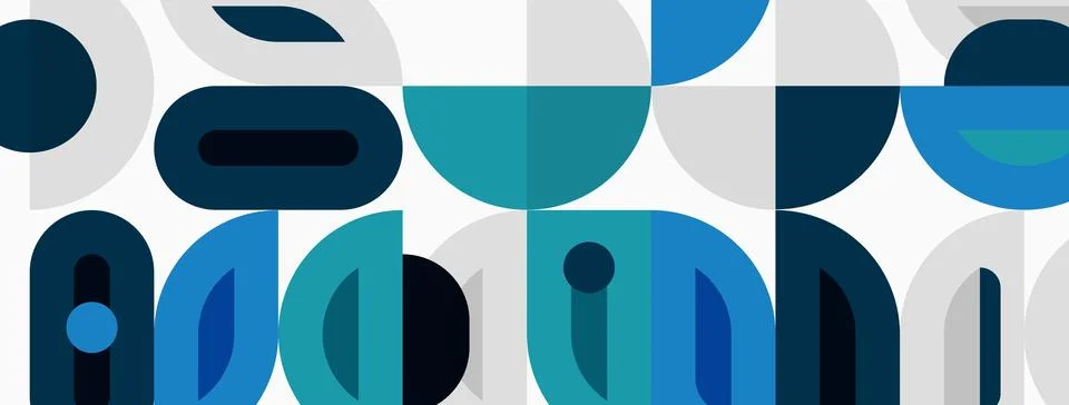 Abstract geometric pattern. Blue, teal, gray shapes overlap creating modern Illustrazione stock